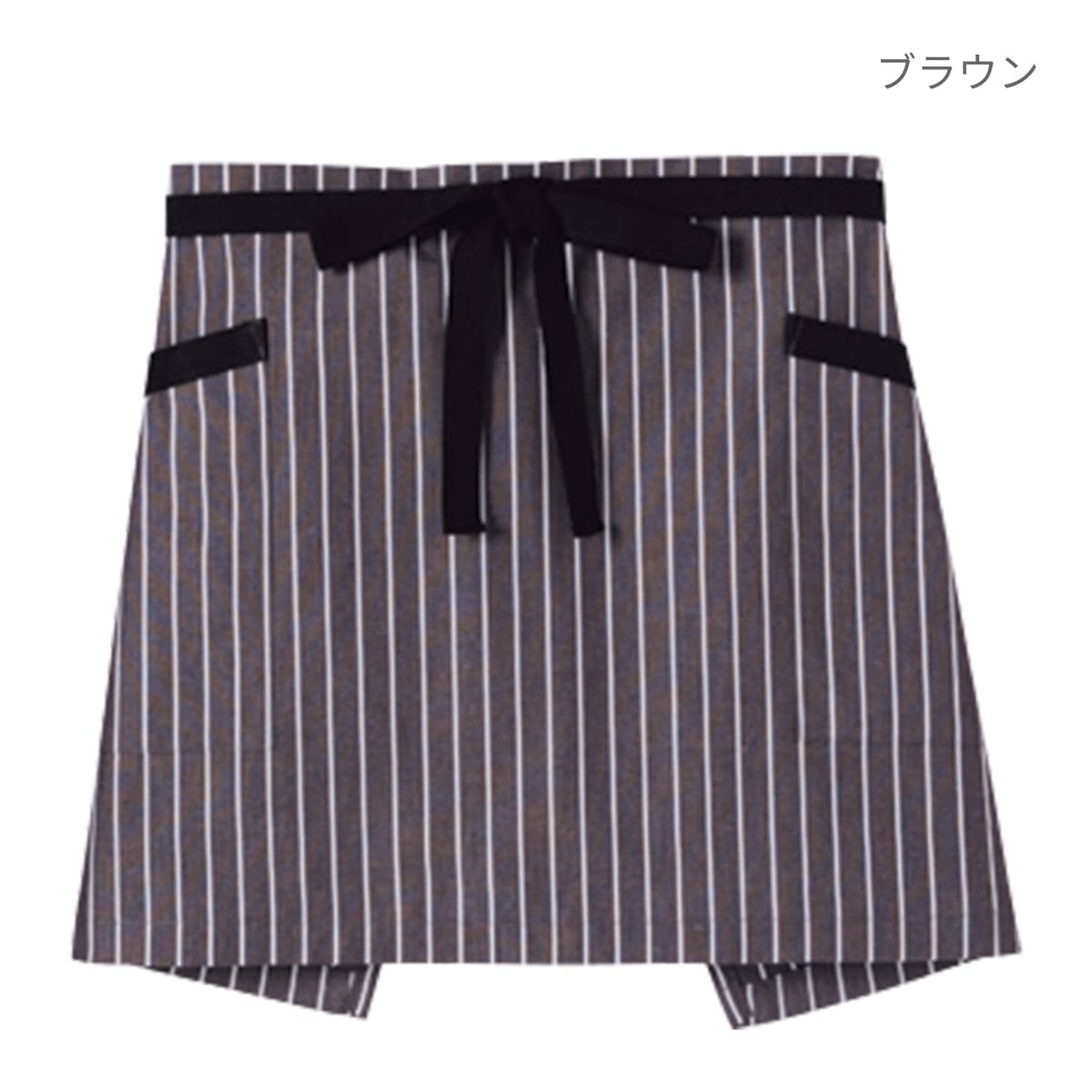 ストライプ柄ショートエプロン | カフェ・飲食店制服 | 1枚 | FK7126 | ブラウン