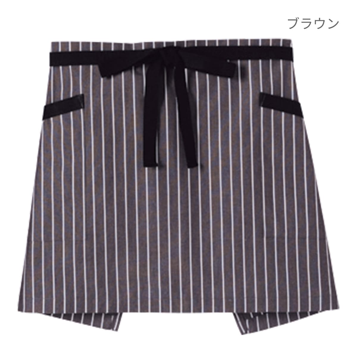 ストライプ柄ショートエプロン | カフェ・飲食店制服 | 1枚 | FK7126 | ブラック
