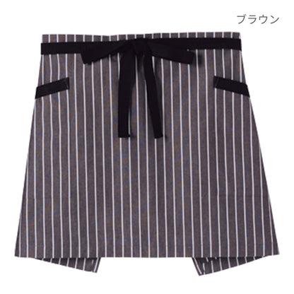 ストライプ柄ショートエプロン | カフェ・飲食店制服 | 1枚 | FK7126 | ブラック