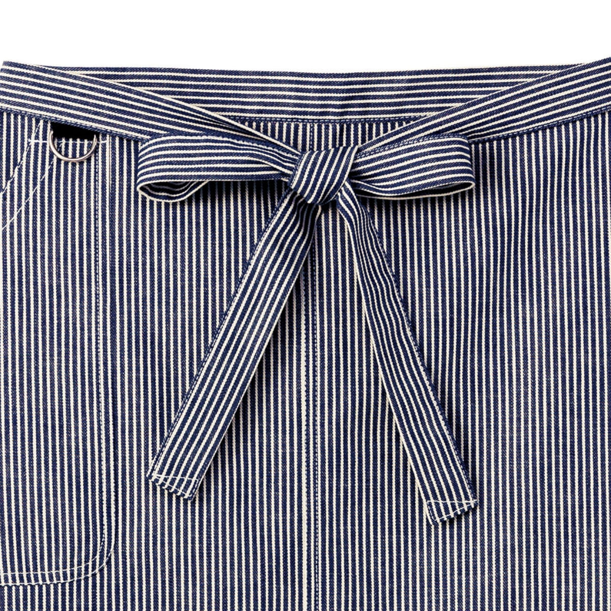 ヒッコリーサロンエプロン | カフェ・飲食店制服 | 1枚 | FK7150 | ホワイト×ブラック