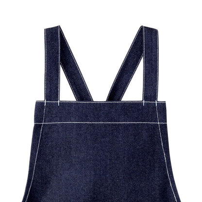 デニム胸当てエプロン | カフェ・飲食店制服 | 1枚 | FK7154 | インディゴブルー