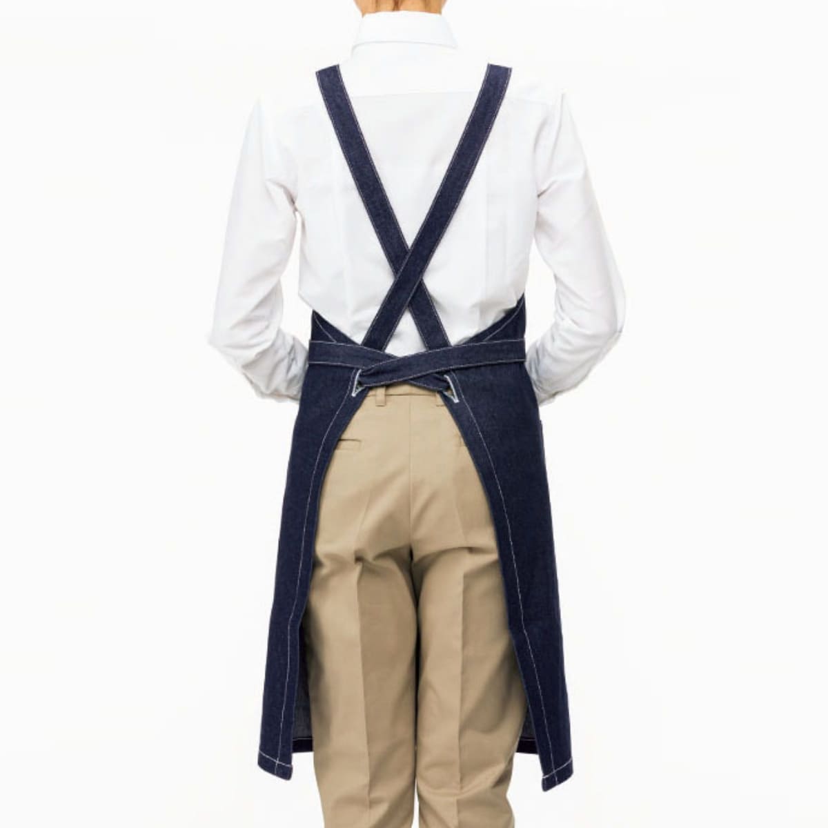 デニム胸当てエプロン | カフェ・飲食店制服 | 1枚 | FK7154 | インディゴブルー