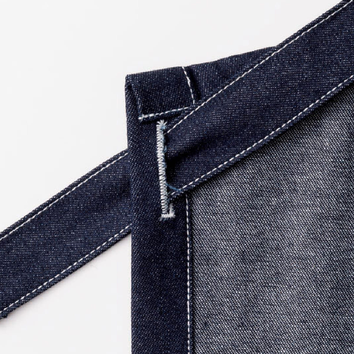 デニム胸当てエプロン | カフェ・飲食店制服 | 1枚 | FK7154 | インディゴブルー