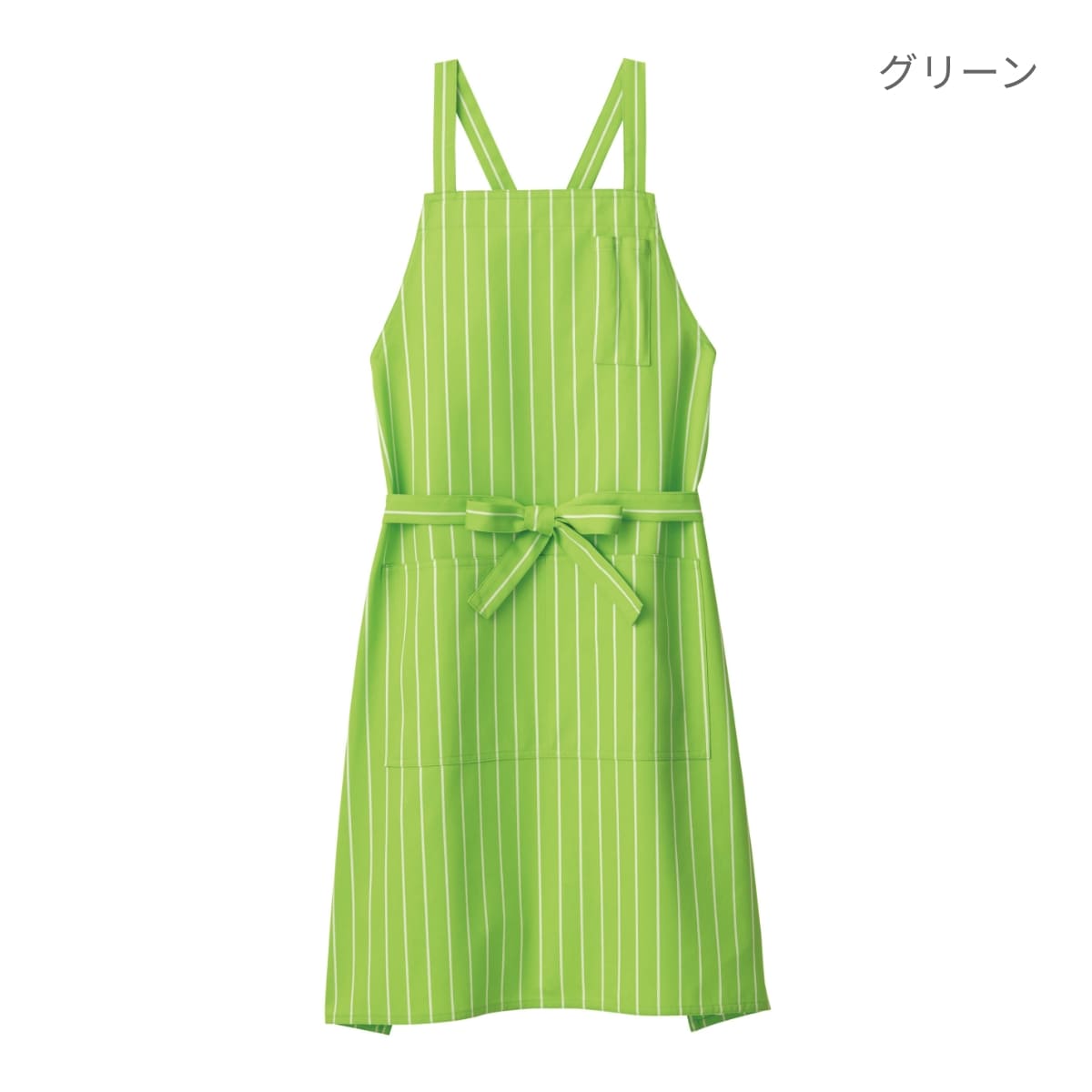 バッククロス胸当てエプロン（ストライプ） | カフェ・飲食店制服 | 1枚 | FK7161 | ブラック