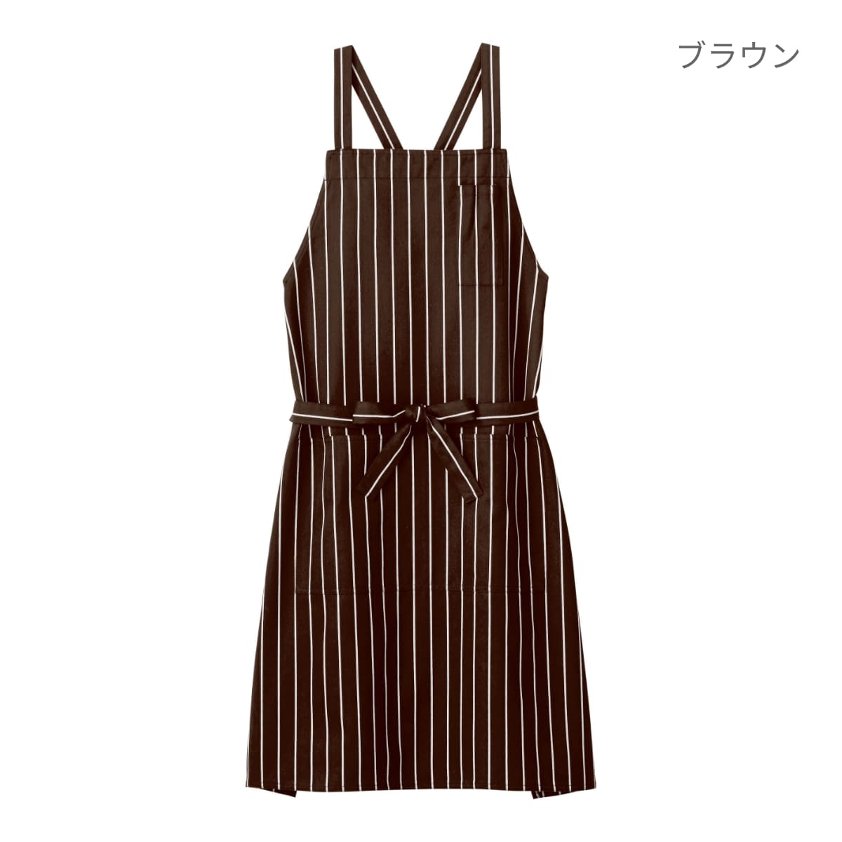 バッククロス胸当てエプロン（ストライプ） | カフェ・飲食店制服 | 1枚 | FK7161 | ブラック