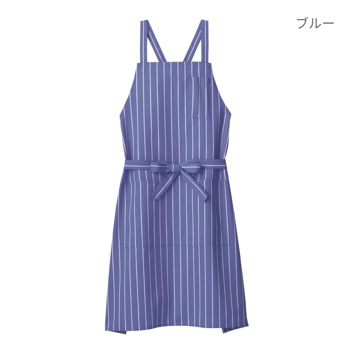 バッククロス胸当てエプロン（ストライプ） | カフェ・飲食店制服 | 1枚 | FK7161 | ブラック