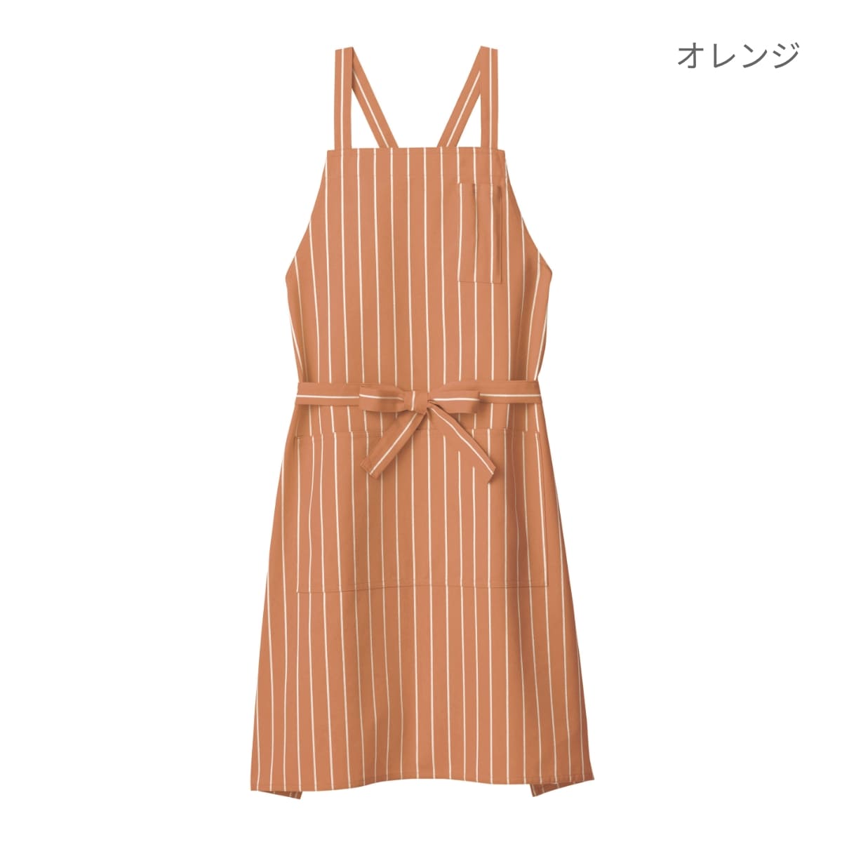 バッククロス胸当てエプロン（ストライプ） | カフェ・飲食店制服 | 1枚 | FK7161 | ブラック