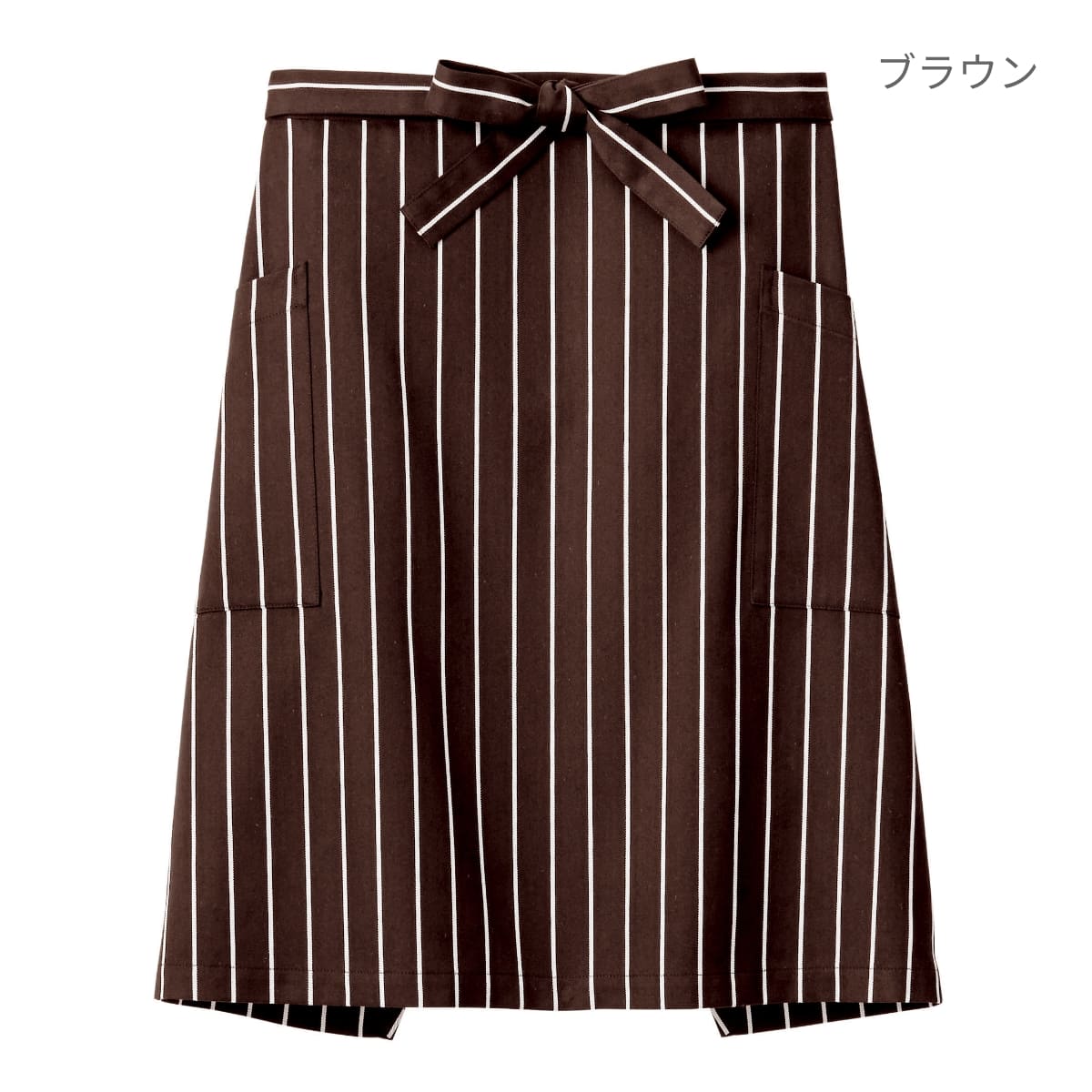 サロンエプロン（ストライプ） | カフェ・飲食店制服 | 1枚 | FK7162 | ブラウン