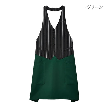 ベスト風エプロン | カフェ・飲食店制服 | 1枚 | FK7176 | グリーン