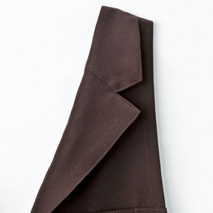 襟付き胸当てエプロン | カフェ・飲食店制服 | 1枚 | FK7177 | ブラウン