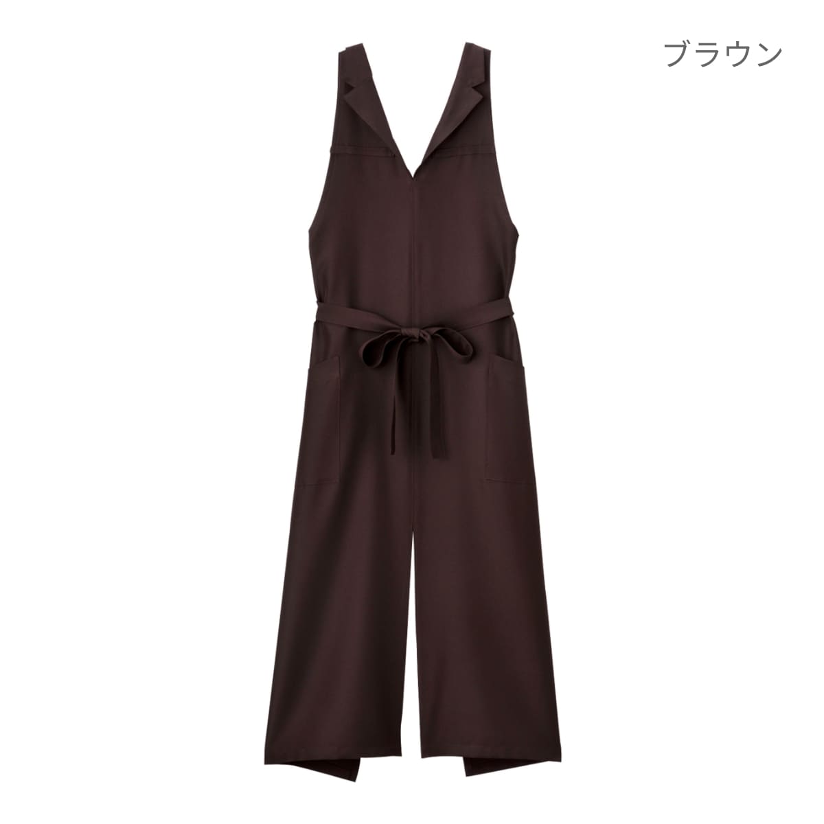 襟付き胸当てエプロン | カフェ・飲食店制服 | 1枚 | FK7177 | ブラウン