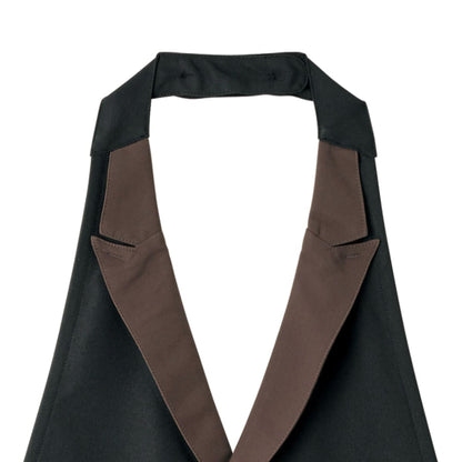 襟付き胸当てエプロン | カフェ・飲食店制服 | 1枚 | FK7180 | ブラウン×ブラック