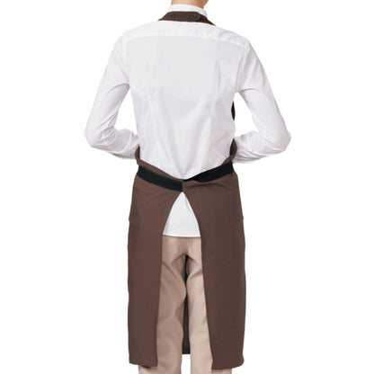 襟付き胸当てエプロン | カフェ・飲食店制服 | 1枚 | FK7180 | ブラウン×ブラック