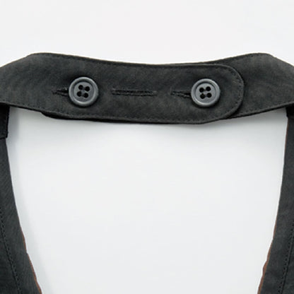 襟付き胸当てエプロン | カフェ・飲食店制服 | 1枚 | FK7180 | ブラウン×ブラック