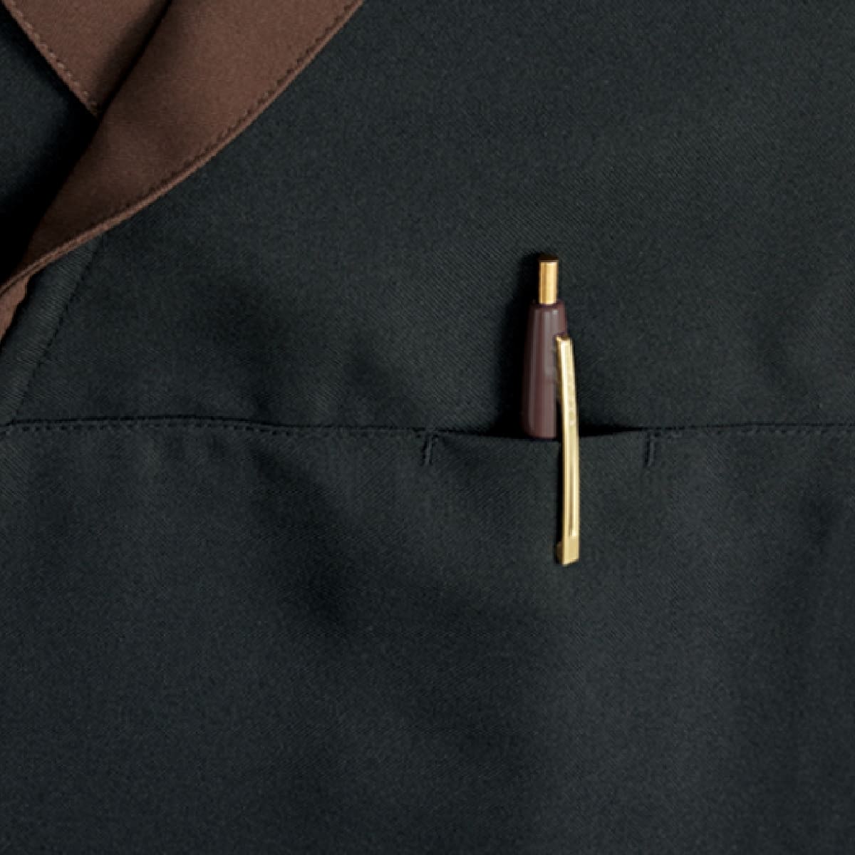 襟付き胸当てエプロン | カフェ・飲食店制服 | 1枚 | FK7180 | ブラウン×ブラック