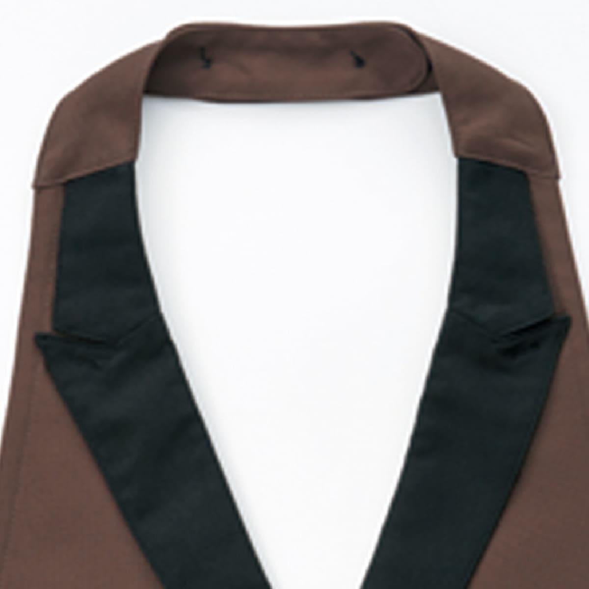 襟付き胸当てエプロン | カフェ・飲食店制服 | 1枚 | FK7180 | ブラウン×ブラック