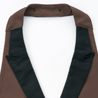 襟付き胸当てエプロン | カフェ・飲食店制服 | 1枚 | FK7180 | ブラウン×ブラック