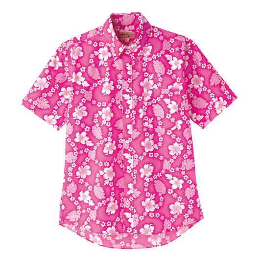 アロハシャツ （プチハイビスカス柄） | メンズ | 1枚 | FB4521U | ピンク