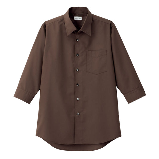 メンズ開襟七分袖シャツ | メンズ | 1枚 | FB5044M | ブラウン