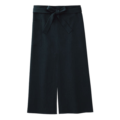 スリット入りロングエプロン | カフェ・飲食店制服 | 1枚 | FK7078 | ブラック