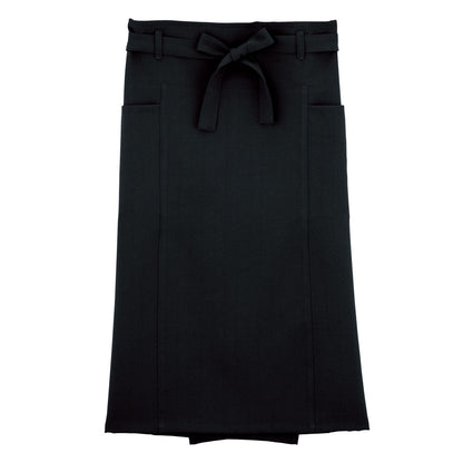 ベルトループ付ロングエプロン | カフェ・飲食店制服 | 1枚 | FK7079 | ブラック