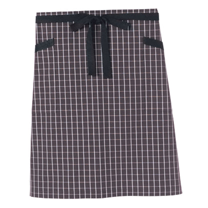 チェック柄ロングエプロン | カフェ・飲食店制服 | 1枚 | FK7123 | ブラウン