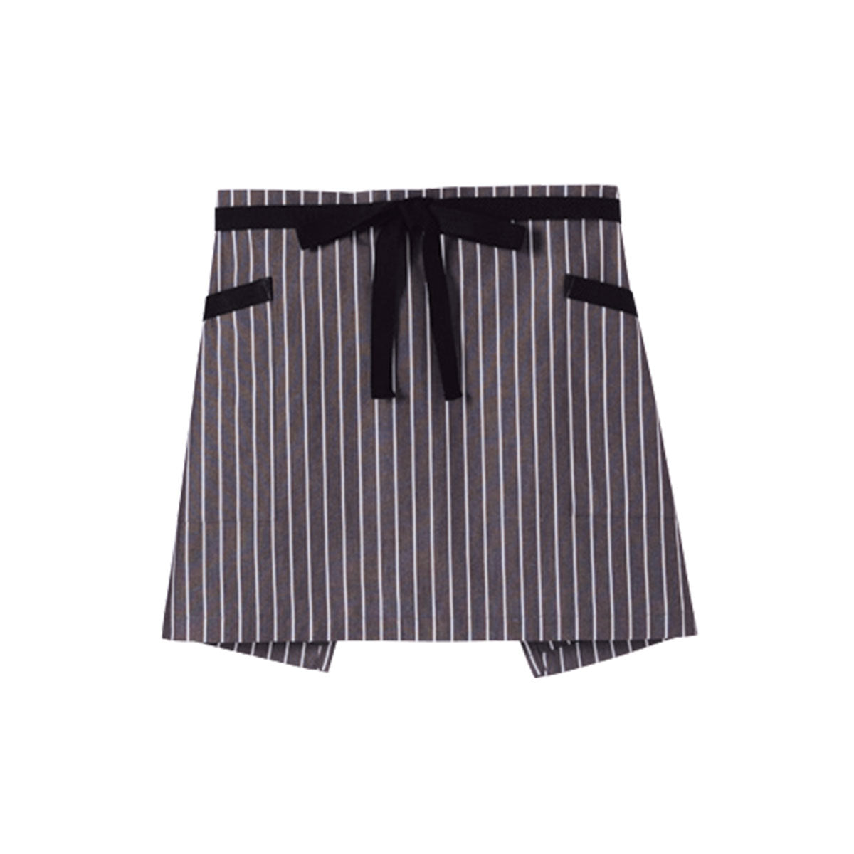 ストライプ柄ショートエプロン | カフェ・飲食店制服 | 1枚 | FK7126 | ブラウン