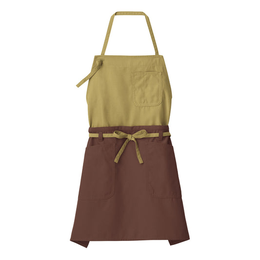2WAYエプロン | カフェ・飲食店制服 | 1枚 | FK7158 | モスグリーン×ブラウン