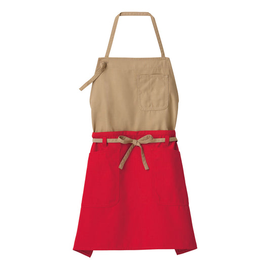 2WAYエプロン | カフェ・飲食店制服 | 1枚 | FK7158 | モカ×レッド