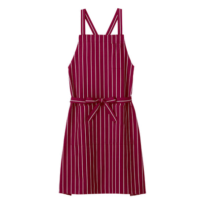 バッククロス胸当てエプロン（ストライプ） | カフェ・飲食店制服 | 1枚 | FK7161 | ワイン