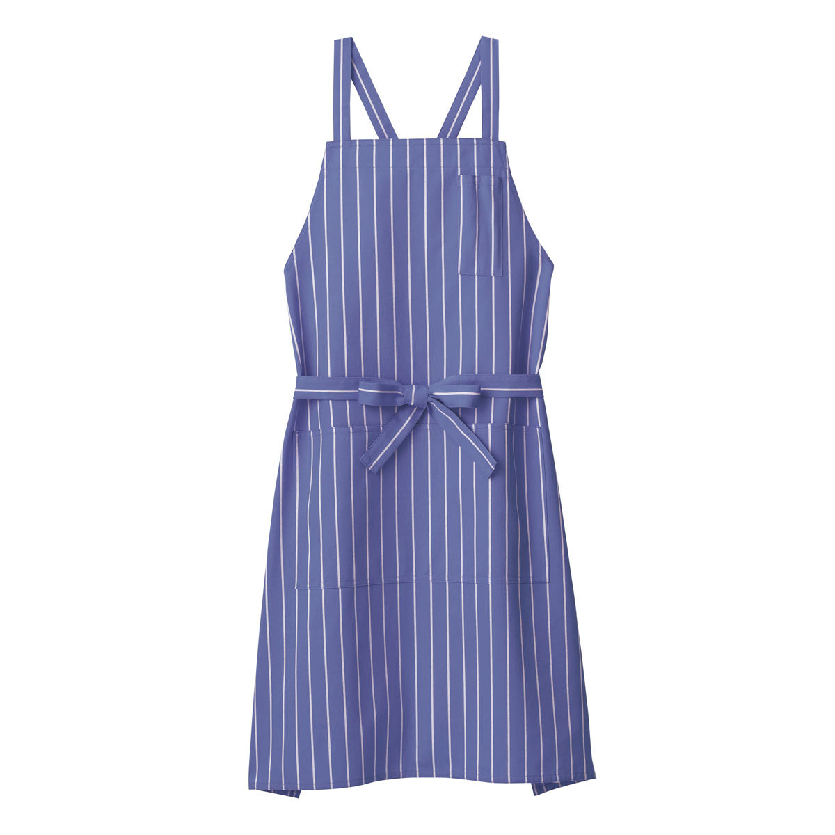 バッククロス胸当てエプロン（ストライプ） | カフェ・飲食店制服 | 1枚 | FK7161 | ブルー