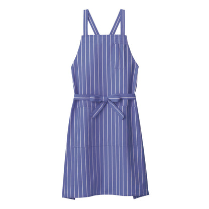 バッククロス胸当てエプロン（ストライプ） | カフェ・飲食店制服 | 1枚 | FK7161 | ブルー
