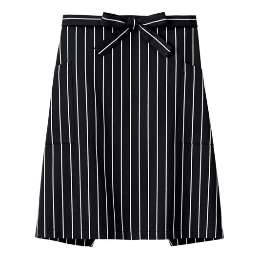 サロンエプロン（ストライプ） | カフェ・飲食店制服 | 1枚 | FK7162 | ブラック