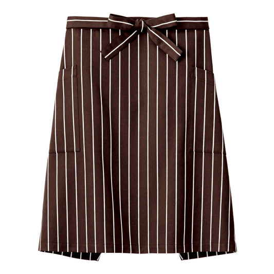 サロンエプロン（ストライプ） | カフェ・飲食店制服 | 1枚 | FK7162 | ブラウン