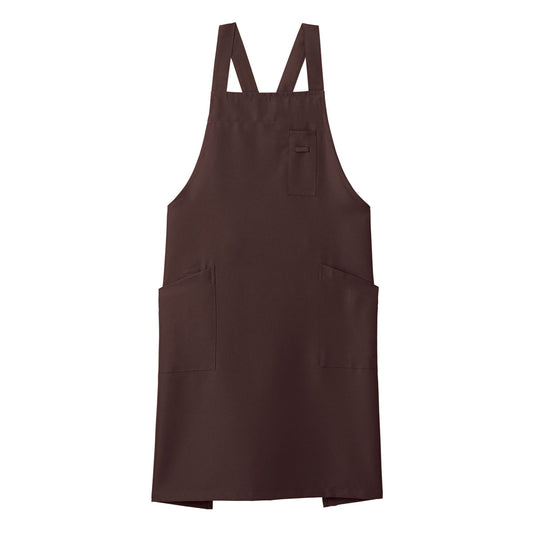 バッククロス胸当てエプロン | カフェ・飲食店制服 | 1枚 | FK7163 | ブラウン