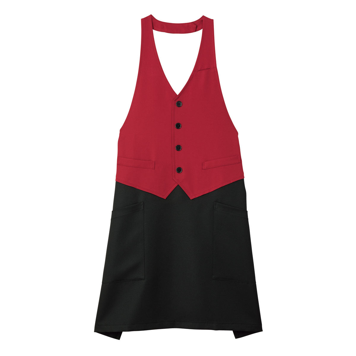 ベスト風エプロン | カフェ・飲食店制服 | 1枚 | FK7175 | レッド
