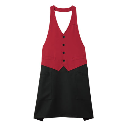 ベスト風エプロン | カフェ・飲食店制服 | 1枚 | FK7175 | レッド