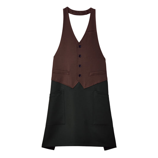 ベスト風エプロン | カフェ・飲食店制服 | 1枚 | FK7175 | ブラウン