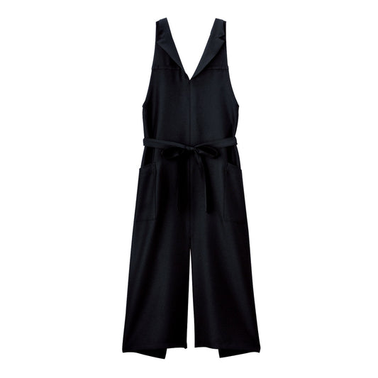 襟付き胸当てエプロン | カフェ・飲食店制服 | 1枚 | FK7177 | ブラック