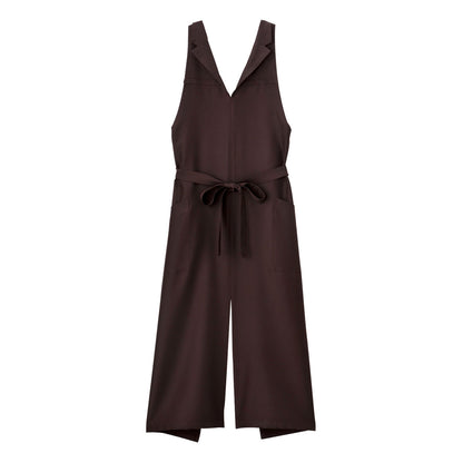 襟付き胸当てエプロン | カフェ・飲食店制服 | 1枚 | FK7177 | ブラウン