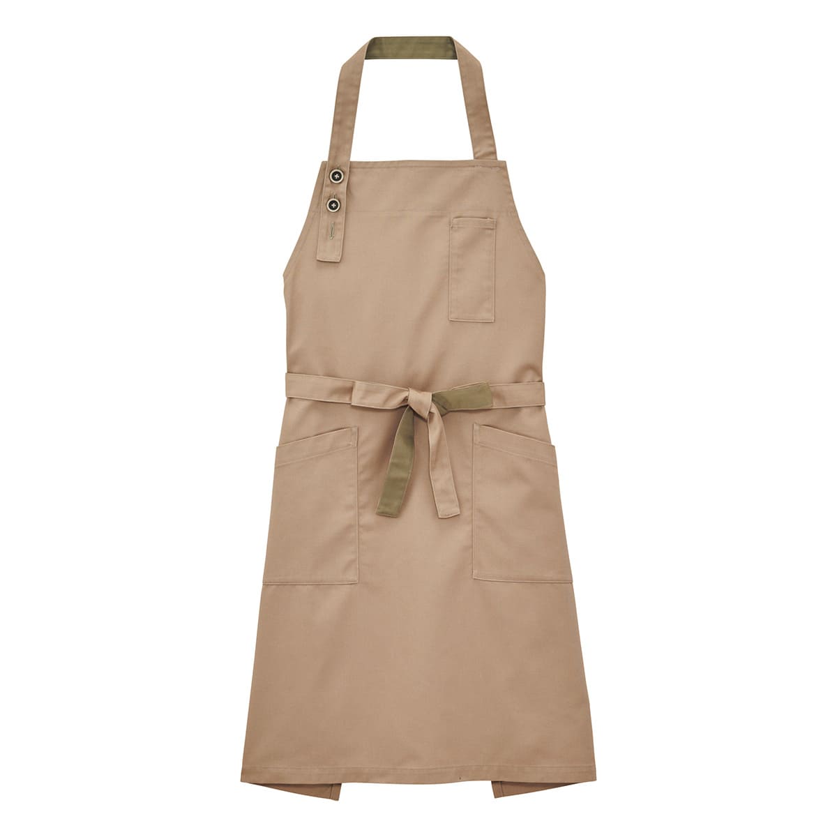胸当てエプロン | ノベルティ(小物) | 1枚 | FK7193 | ベージュ×カーキ