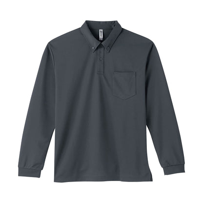 4.4オンス ドライボタンダウン長袖ポロシャツ | ビッグサイズ | 1枚 | 00314-ABL | ダークグレー