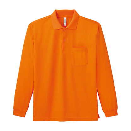 ドライ長袖ポロシャツ(ポケット付) | ビッグサイズ | 1枚 | 00335-ALP | オレンジ