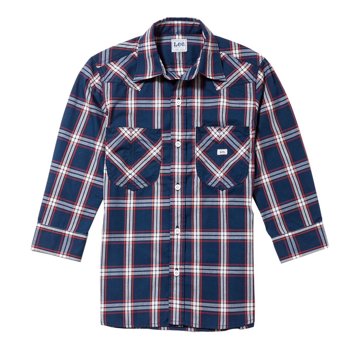 レディースウエスタンチェック七分袖シャツ | カフェ・飲食店制服 | 1枚 | LCS43007 | レッド