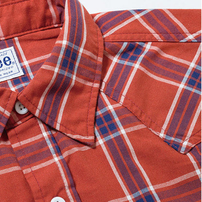 レディースウエスタンチェック半袖シャツ | カフェ・飲食店制服 | 1枚 | LCS43008 | レッド