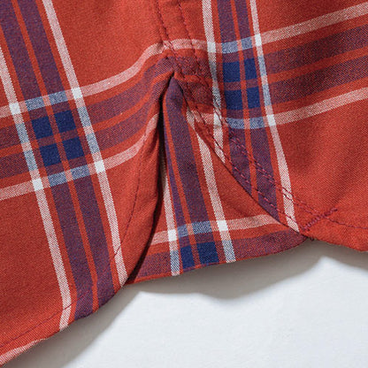 レディースウエスタンチェック半袖シャツ | カフェ・飲食店制服 | 1枚 | LCS43008 | レッド