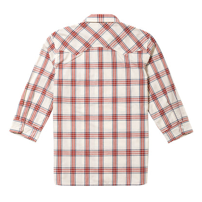 メンズウエスタンチェック七分袖シャツ | カフェ・飲食店制服 | 1枚 | LCS46007 | レッド