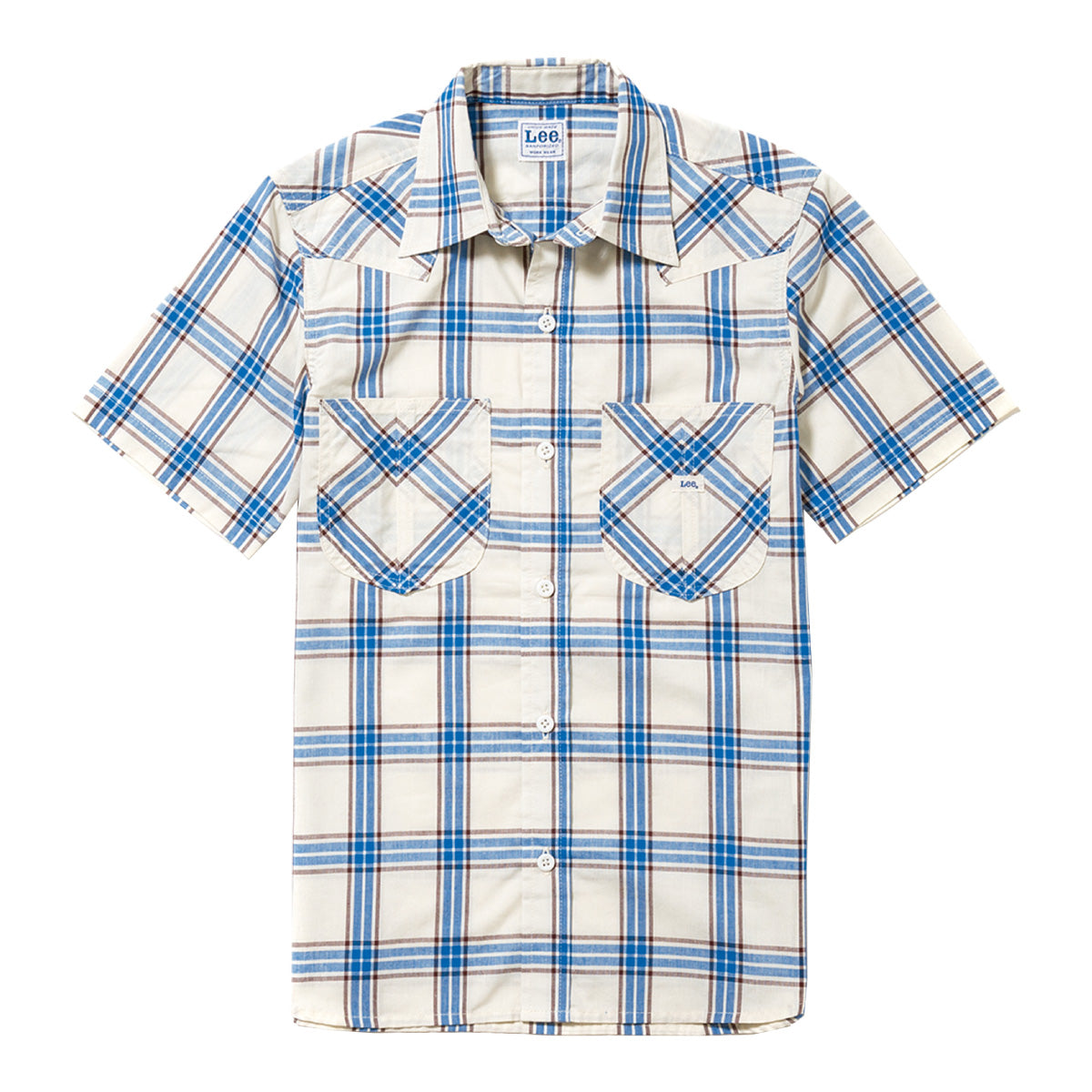 メンズウエスタンチェック半袖シャツ | カフェ・飲食店制服 | 1枚 | LCS46008 | ブルー