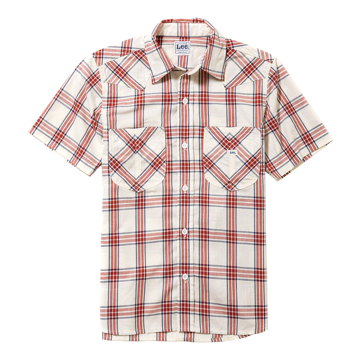 メンズウエスタンチェック半袖シャツ | カフェ・飲食店制服 | 1枚 | LCS46008 | レッド