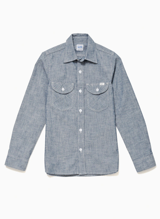 レディースシャンブレー長袖シャツ | カフェ・飲食店制服 | 1枚 | LCS43003 | ブルー